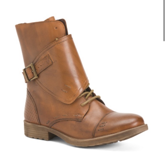 BED/STU by ROAN Tan Napa Leather Deception Wrap Over Combat Boot Women’s Size 6 - Picture 3 of 13